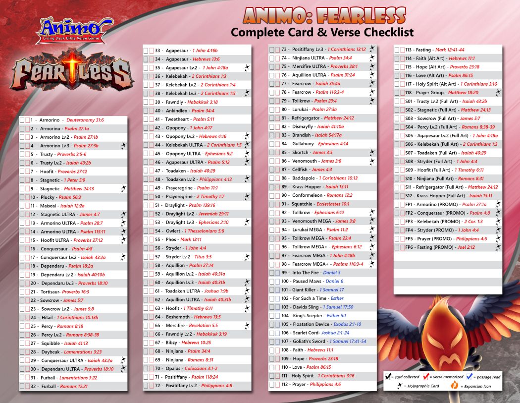 Animo Expansion: Fearless Card Checklist
